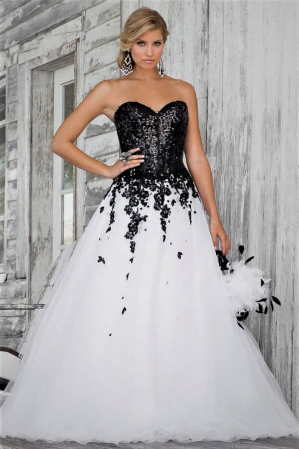 Vestido de novia Vintage, blanco y negro, nuevo Color de contraste, con  volantes, vestido de novia, SS124|Vestidos de novia| - AliExpress